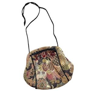 Vintage Tapestry Beaded Fringe Crossbody Shoulder Bag